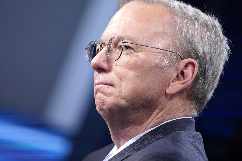 NEW YORK, NEW YORK - APRIL 16: Eric Schmidt , former chairman and CEO at GOOGLE visits Fox Business Network Studios on April 16, 2019 in New York City. (Photo by John Lamparski/Getty Images)