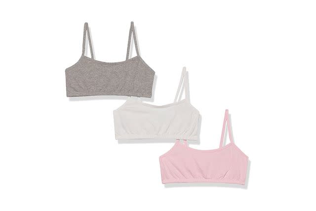 Hanes Girls' ComfortFlex Fit Seamless Bralette 3-Pack (X-Large,  Blue/Nude/White) 