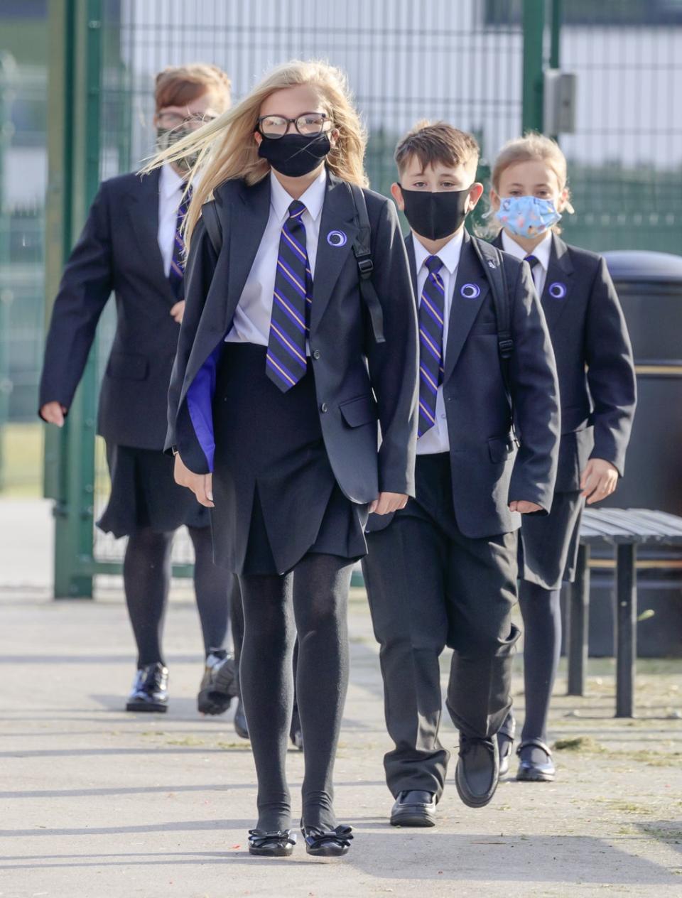 Pupils wear protective face masks at Outwood Academy Adwick in Doncaster (Danny Lawson/PA) (PA Archive)