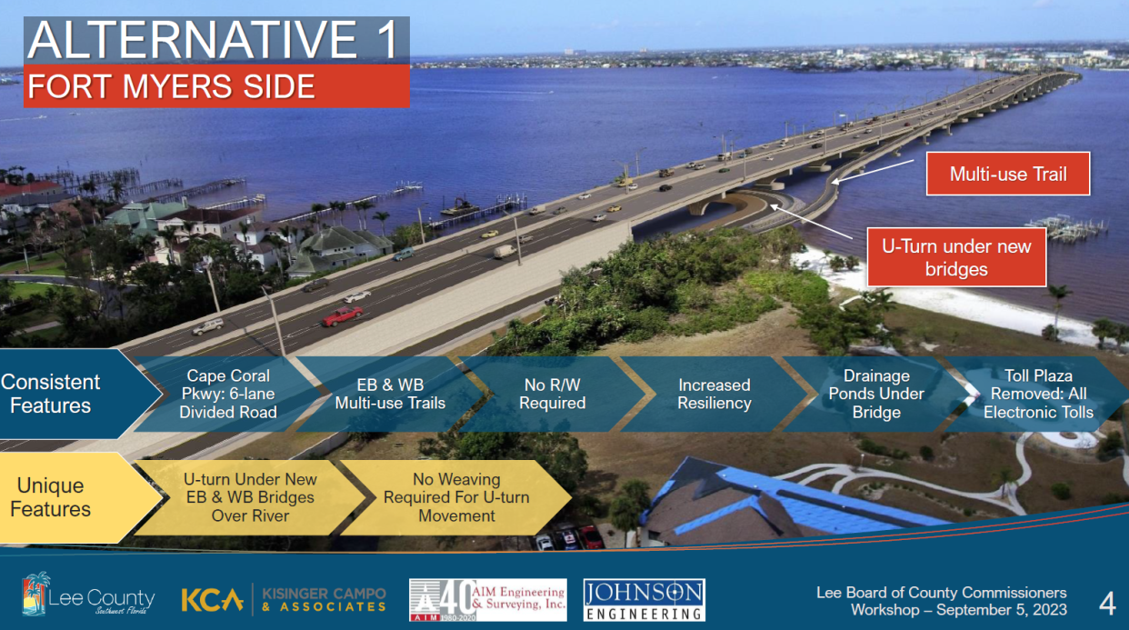 Designs of the Alternate 1 for the Cape Coral Bridge Project
