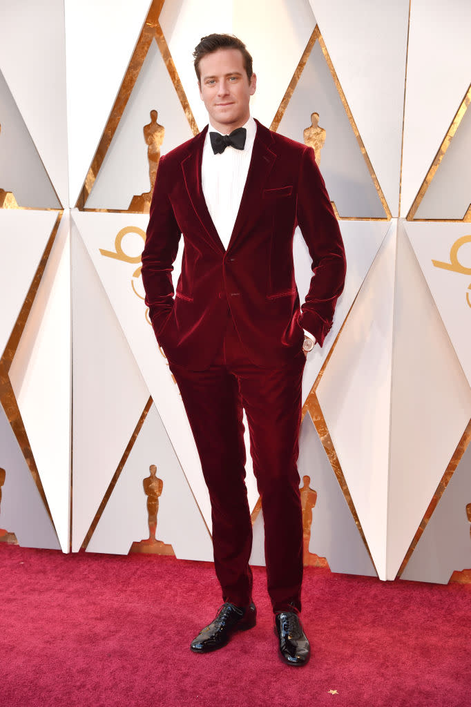 <p>Armie Hammer attends the 90th Academy Awards in Hollywood, Calif., March 4, 2018. (Photo: Getty Images) </p>