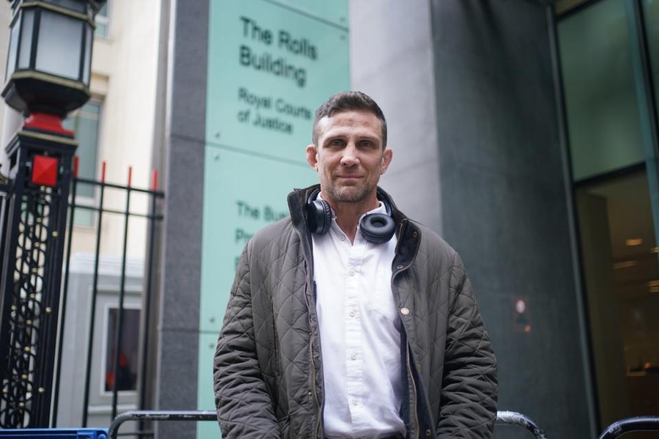 Alex Reid leaving the Rolls Building in central London after attending a bankruptcy hearing for his former partner Katie Price (Yui Mok/PA Wire)