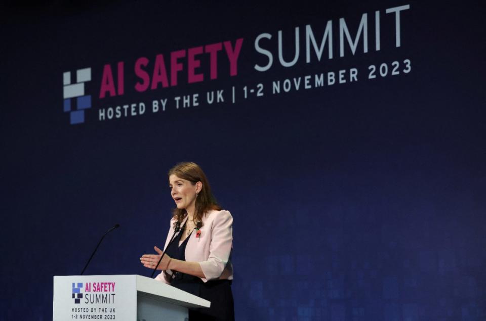 Technology Secretary Michelle Donelan, speaks during the AI safety summit, the first global summit on the safe use of artificial intelligence, at Bletchley Park in Milton Keynes, Buckinghamshire (Toby Melville/PA Wire)