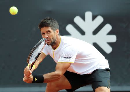 Fernando Verdasco of Spain in action in the semifinal match against David Ferrer, also of Spain, during the ATP tennis tournament Swedish Open in Bastad, Sweden July 22, 2017. TT News Agency/Adam Ihse via REUTERS