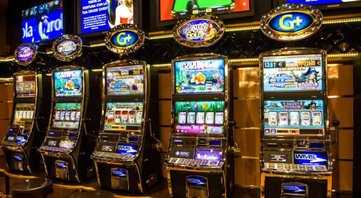 image of slot machines in a casino. cheap stocks