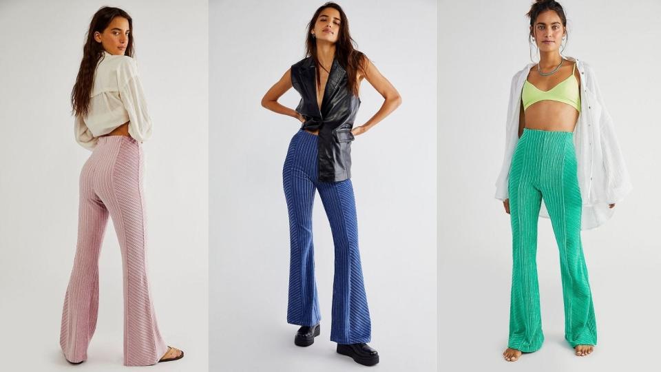 Rock these glam flares in every color of the rainbow.