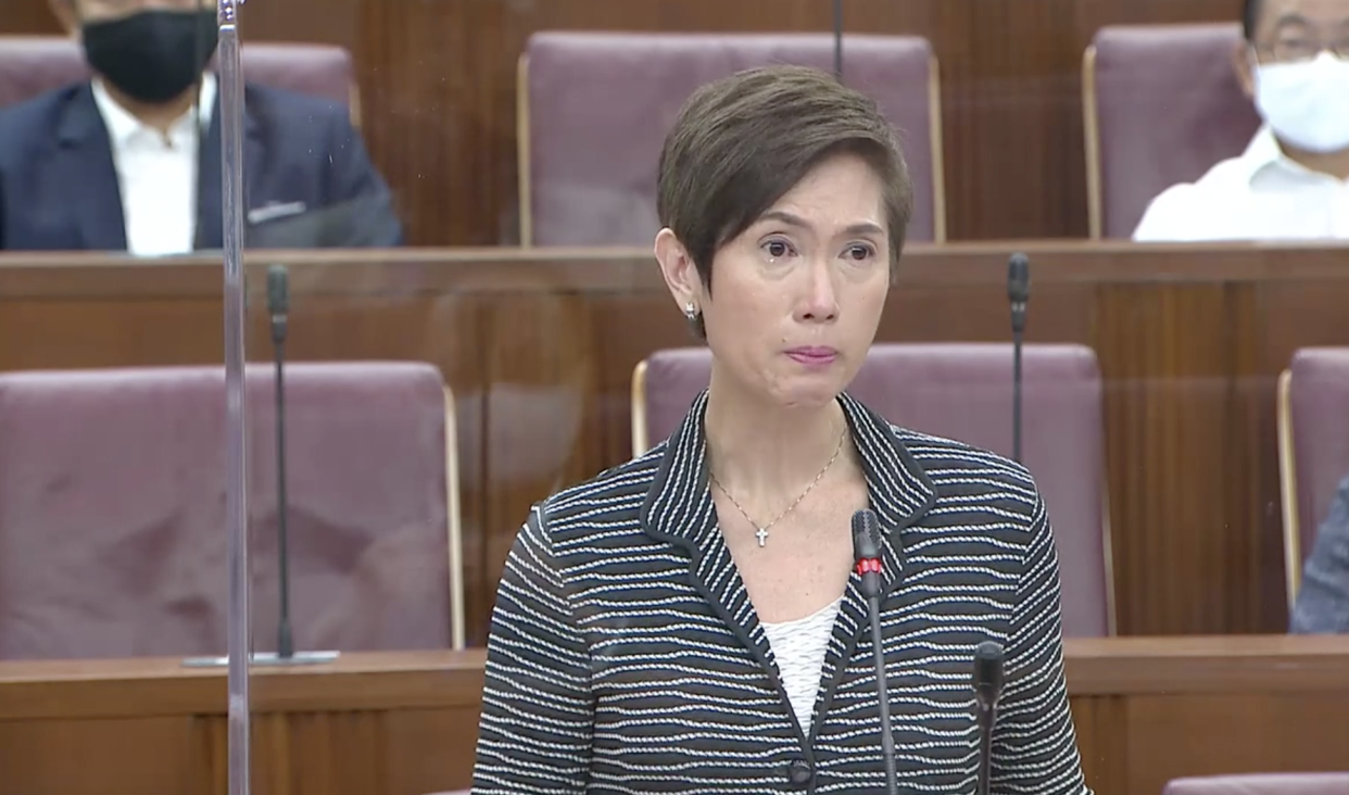 Manpower Minister Josephine Teo delivering her debate on the President's Address on 1 September, 2020 in Parliament. (PHOTO: Parliament screengrab)