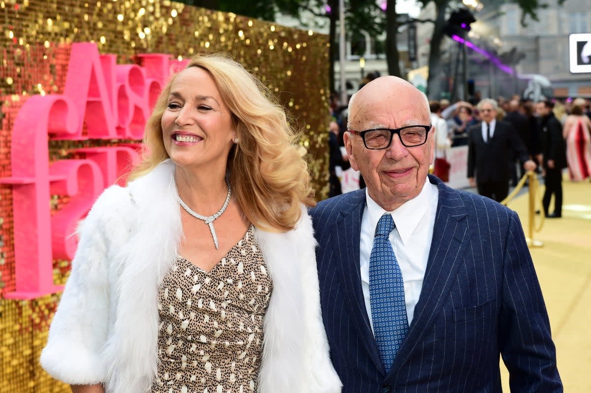 Jerry Hall and Rupert Murdoch attending the  world premiere of Absolutely Fabulous The Movie in Leicester Square   (PA)