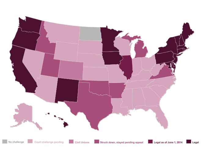 Same-Sex Marriage Legality as of May 22, 2104