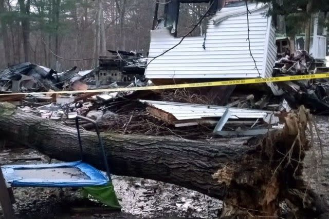 <p>Amy Lynn LaPointe/GoFundMe</p> Damage caused by the explosion and fire at a home in New Hampshire on Thursday, April 4