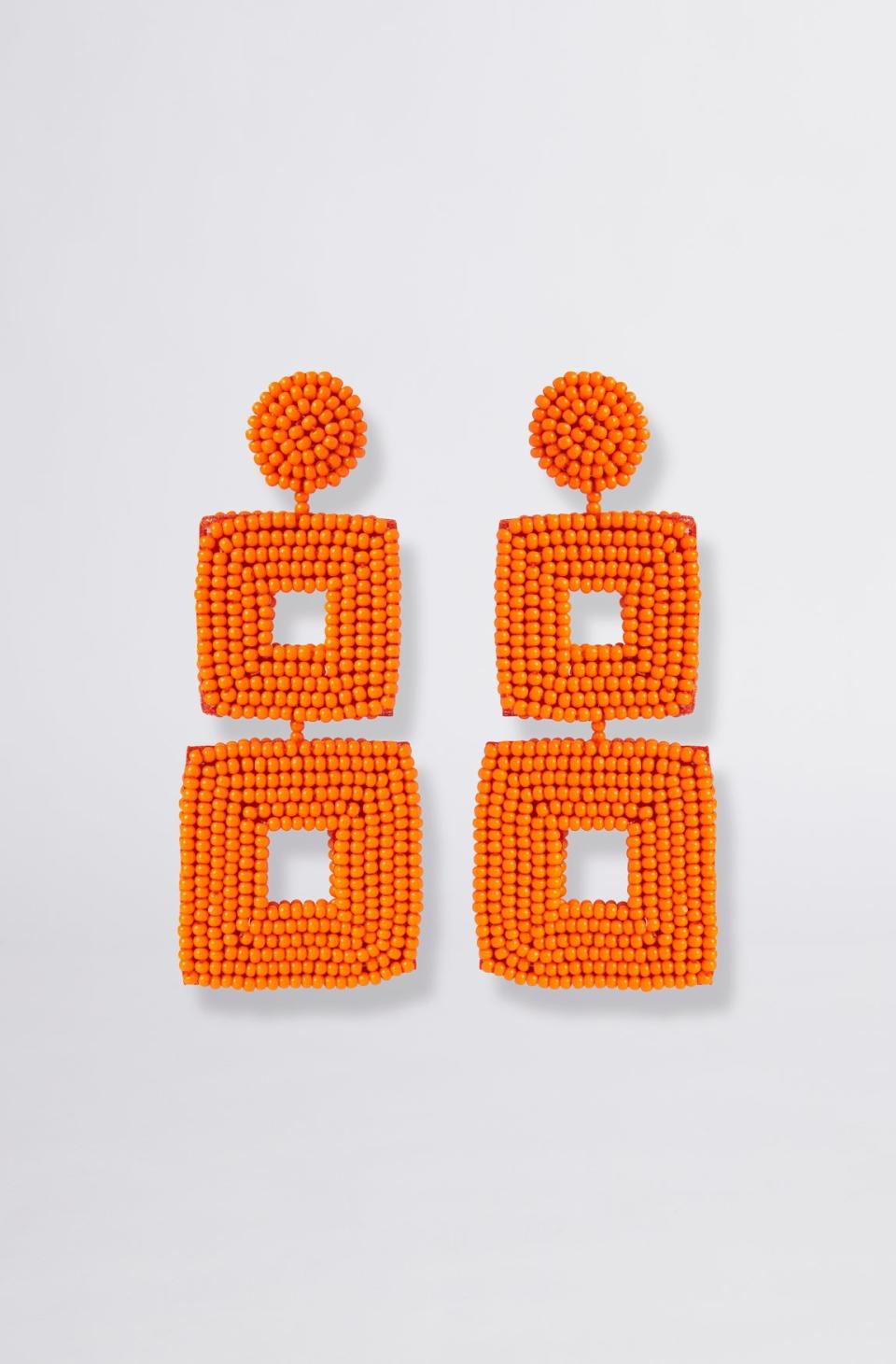 Sheike Tangerine Geo Beaded Earrings, $29.95