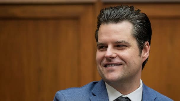 PHOTO: U.S. Rep. Matt Gaetz, R-Fla., speaks during a business meeting prior to a hearing on U.S. southern border security on Capitol Hill, Feb. 1, 2023, in Washington, D.C. (Drew Angerer/Getty Images, FILE)