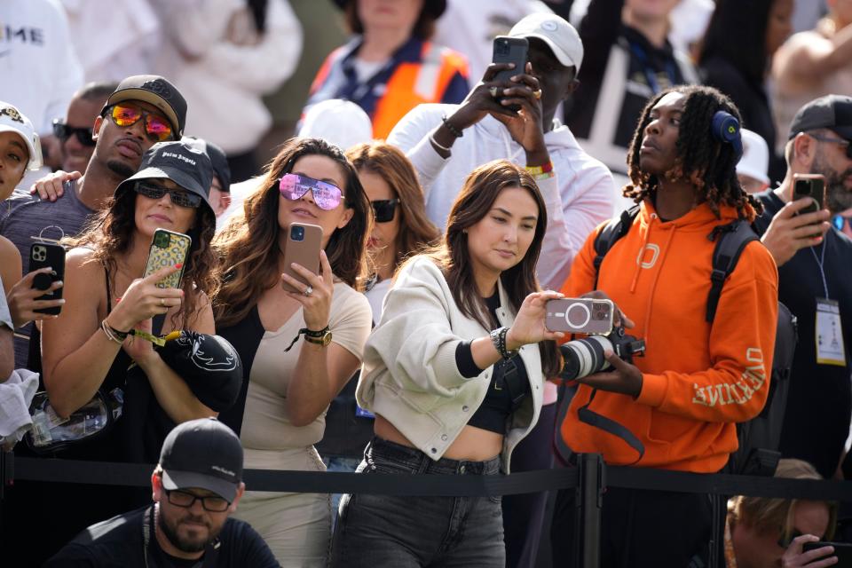 Fans line the sideline and wait for Colorado to be introduced in the first half of an NCAA college football game against he Southern California, Saturday, Sept. 30, 2023, in Boulder, Colo. (AP Photo/David Zalubowski)