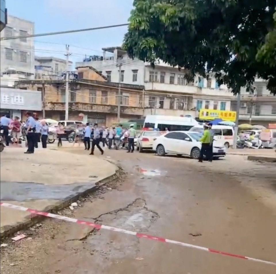 A police cordon remains in place