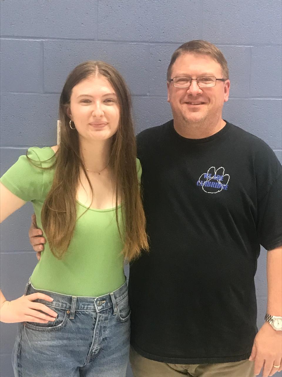 All-State Choir Soprano 1 Evy Todd with her father, Cambridge High School Choir Director Aaron Todd. He was an All-State Choir participant in 1994.