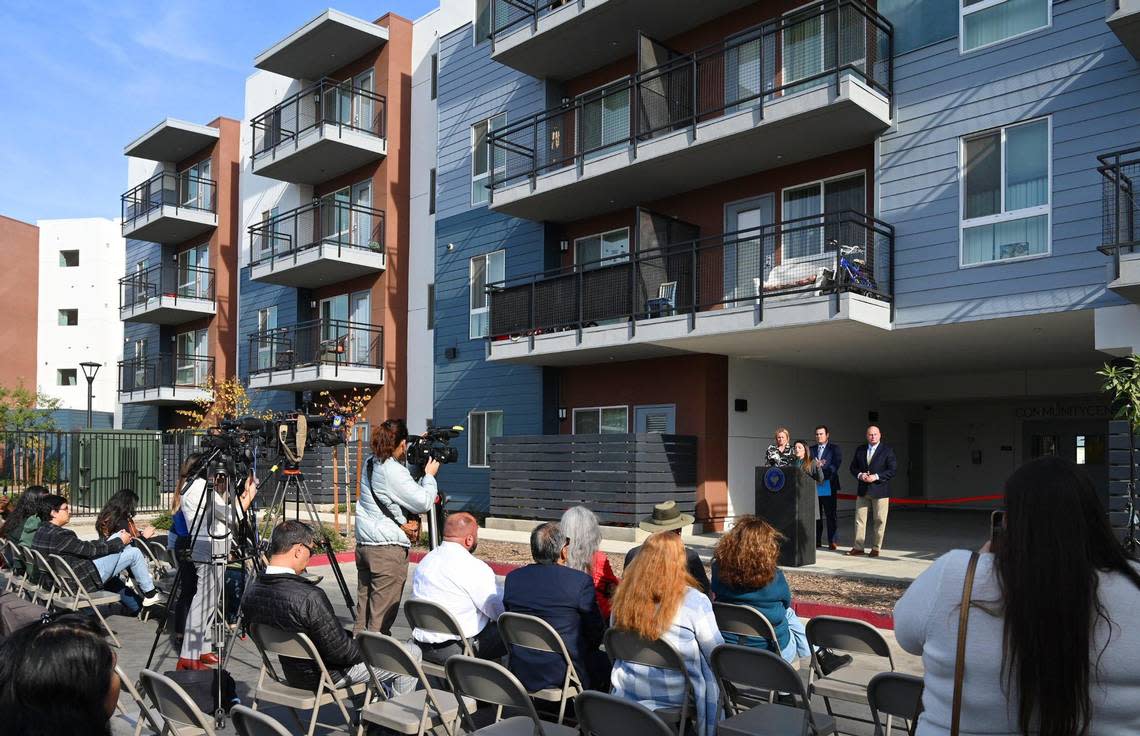 A ribbon-cutting ceremony was held as the new senior community center opened at The Link housing development on Blackstone just south of McKinley Avenue on Monday, Nov. 28, 2022, in Fresno.