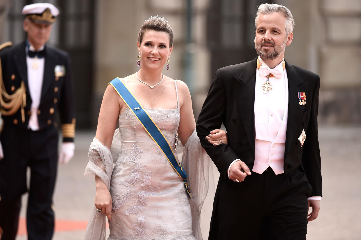 STOCKHOLM, SWEDEN - JUNE 13:  Princess Maertha Louise of Norway and her husband Ari Behn attend the royal wedding of Prince Carl Philip of Sweden and Sofia Hellqvist at The Royal Palace on June 13, 2015 in Stockholm, Sweden.  (Photo by Ian Gavan/Getty Images)