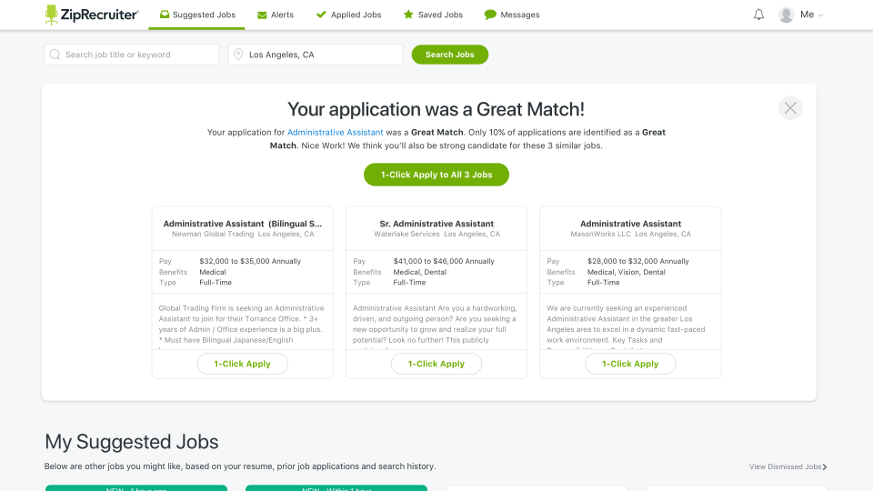 ZipRecruiter uses AI and machine learning-driven technology to match job candidates with listings.