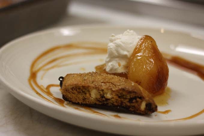 Caramelized pears is a dish made in a class at the hands-on cooking school at Braise restaurant in Walker's Point.