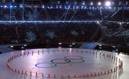 FILE PHOTO: Performers appear during the opening ceremonies at the 2018 Winter Olympics at the Pyeongchang Olympic Stadium in Pyeongchang, South Korea February 9, 2018. REUTERS/Christof Stache/File Photo