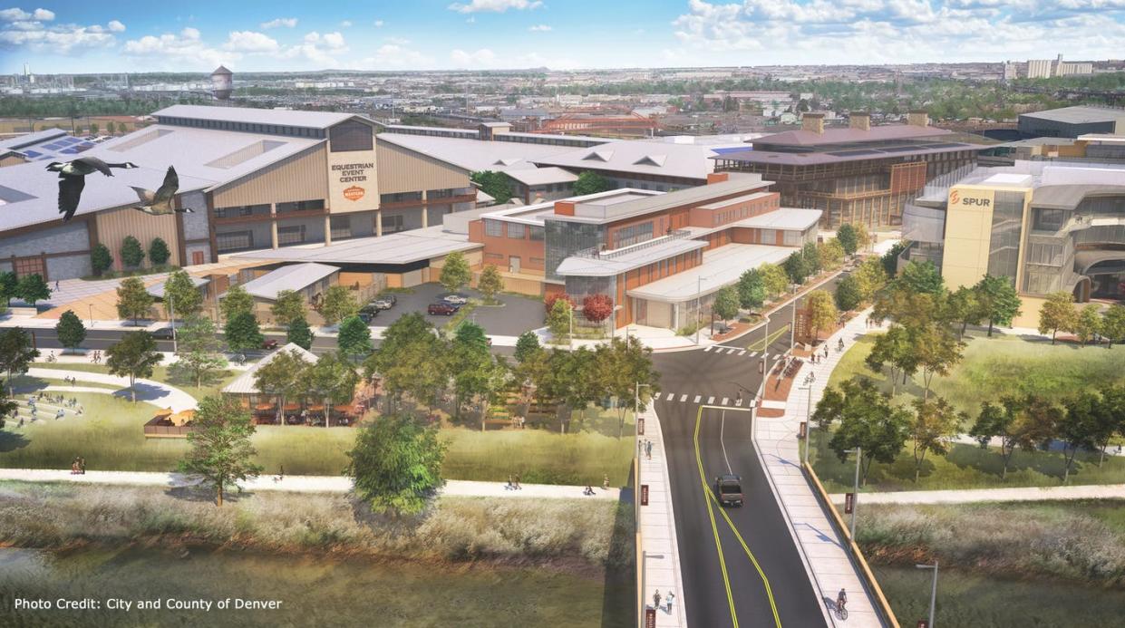 <span class="caption">Artist rendition of the National Western Center, a net-zero campus under construction in Denver to house multiple activities. </span> <span class="attribution"><span class="source">City and County of Denver | Mayor’s Office of the National Western Center</span>, <a class="link " href="http://creativecommons.org/licenses/by-nd/4.0/" rel="nofollow noopener" target="_blank" data-ylk="slk:CC BY-ND;elm:context_link;itc:0;sec:content-canvas">CC BY-ND</a></span>