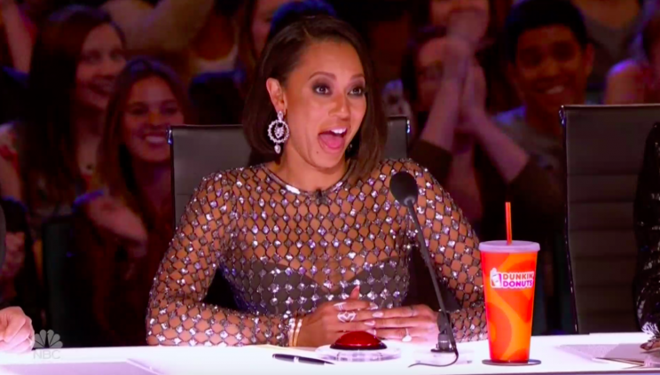 Judge Mel B reacts to Johnny Manuel singing Whitney Houston’s “I Have Nothing” on <em>America’s Got Talent</em>. (Photo: NBC)