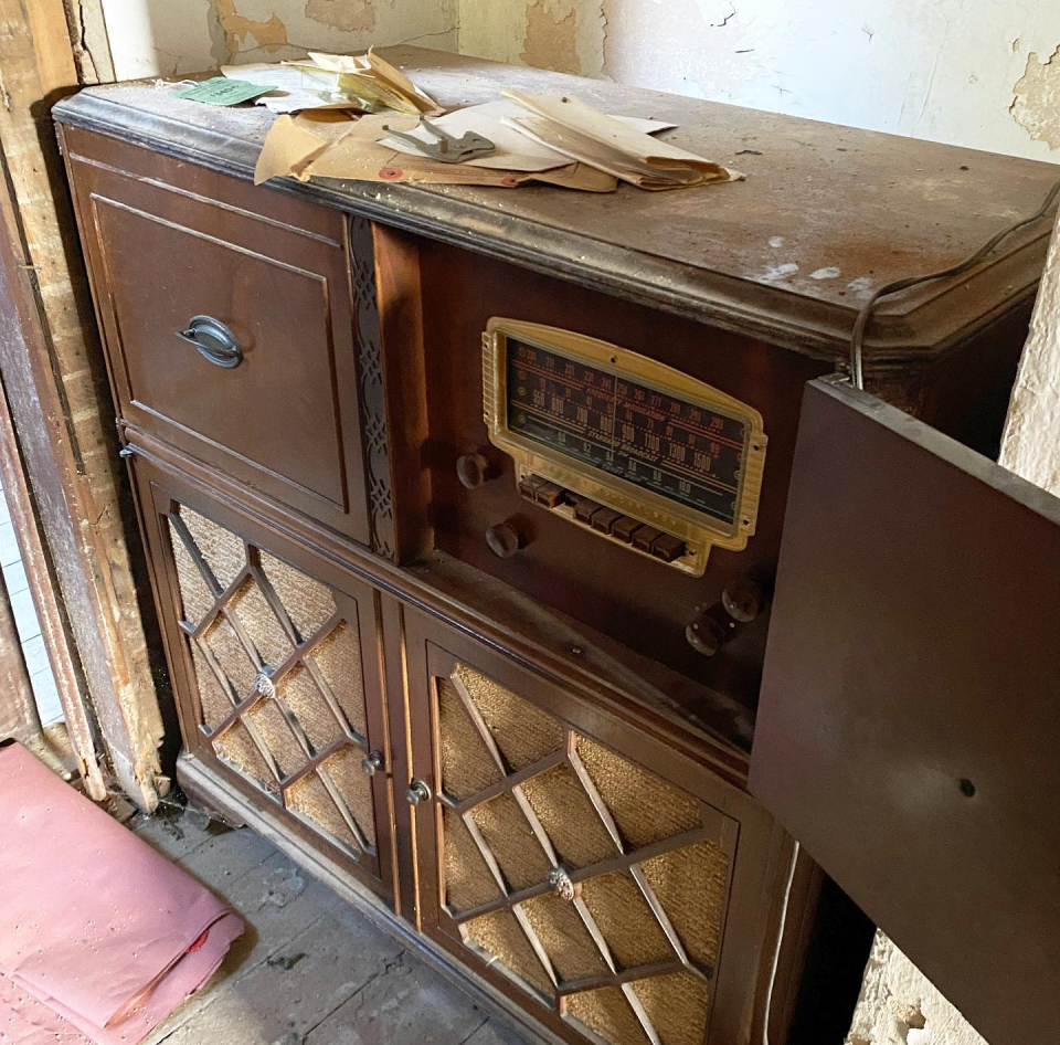 A 1946 Stromberg-Carlson record player manufactured in Rochester was among the finds at the Samson J. Friendly House in Elmira. It still held the price tag, $340.85.