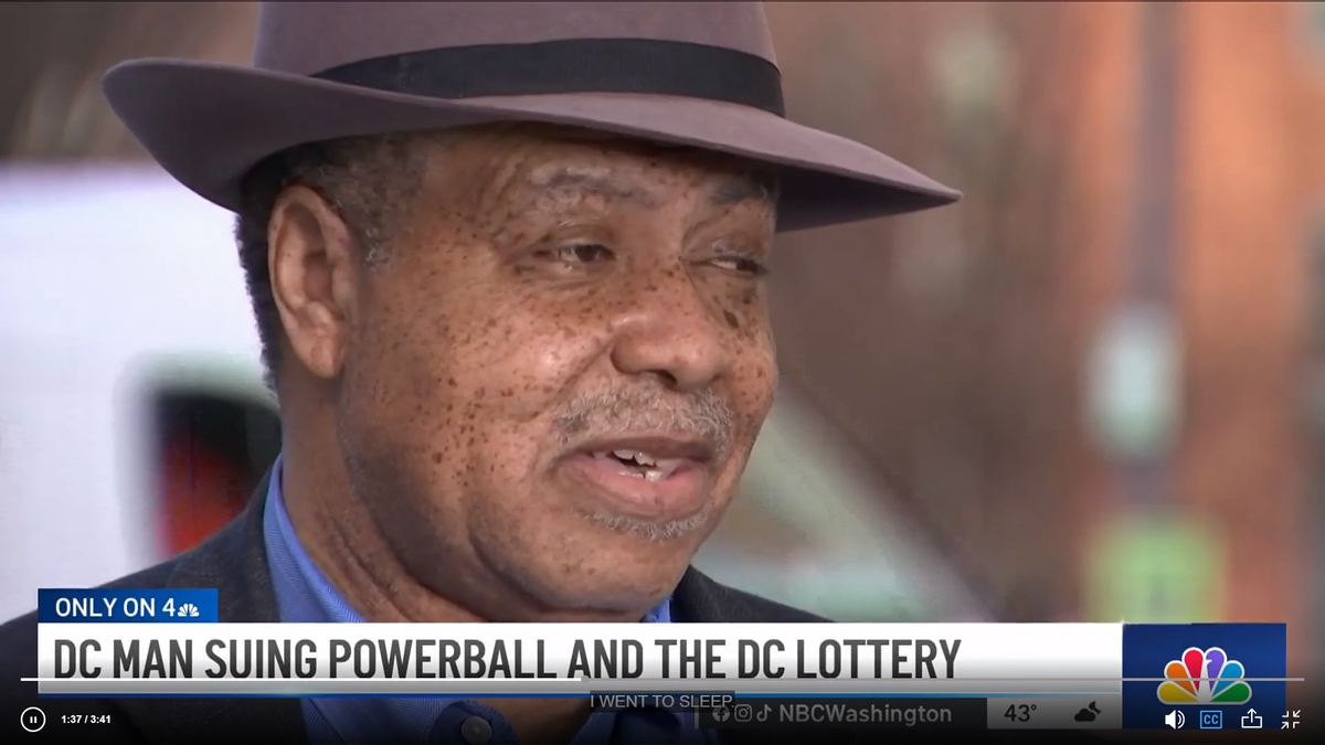 John Cheeks of Washington DC is suing the Powerball lottery (Screengrab/NBC News)