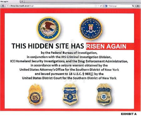 The alleged homepage to Silk Road 2.0, the successor website to Silk Road, is seen in a screenshot labelled Exhibit A from a U.S. Department of Justice (DOJ) criminal complaint filed against Blake Benthall November 6, 2014. REUTERS/DOJ/Handout via Reuters