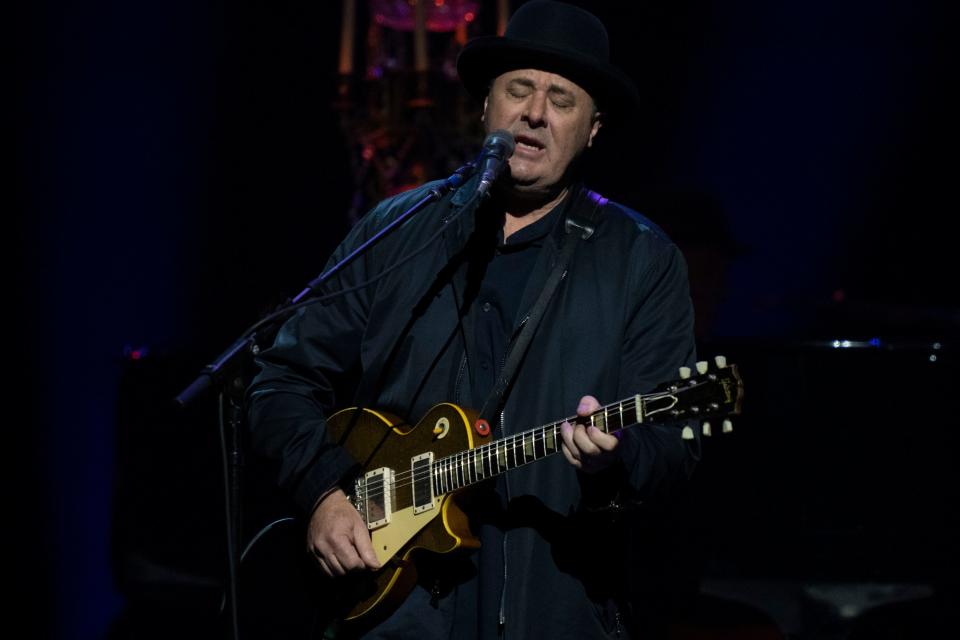 Vince Gill of the Eagles performs at Bridgestone Arena Thursday, April 28, 2022, in Nashville, Tenn. 