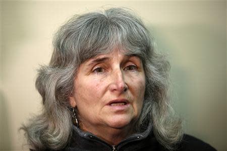 Anti-fracking activist Vera Scroggins (C) speaks to reporters after a court hearing in Montrose, Pennsylvania, March 24, 2014. REUTERS/Eduardo Munoz