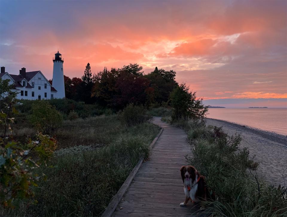 Point Iroquois Lighthouse is shown.