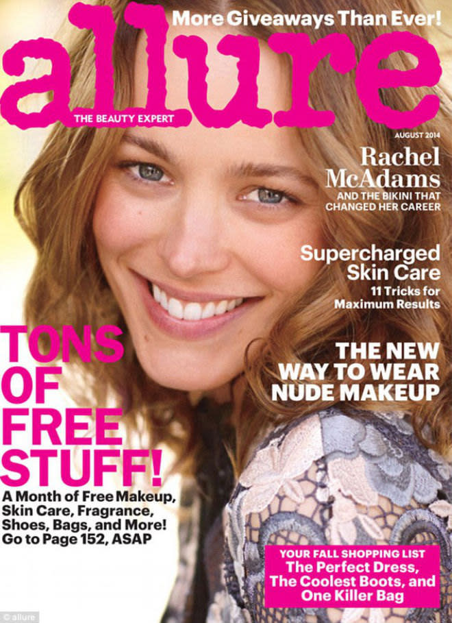 Rachel McAdams on the August 2014 cover of Allure