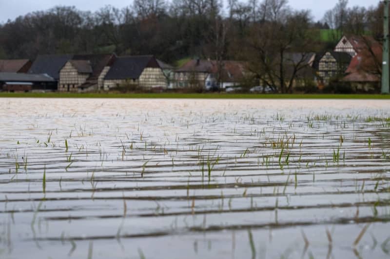 The meadows in the Itzgrund are still flooded, now more precipitation is coming. Flood level 3 is expected to be reached again at the Schenkenau gauge on the night of January 3. Pia Bayer/dpa