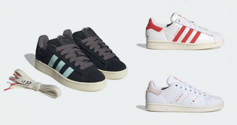 adidas Originals CAMPUS 00s／3,690元、adidas Originals SUPERSTAR W／3,490元、adidas Originals STAN SMITH W／3,490元（圖／品牌提供）