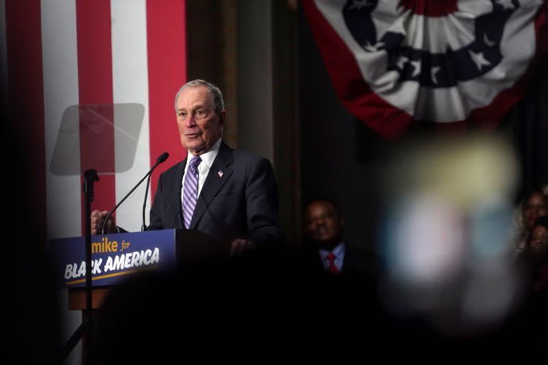 FILE PHOTO: Democratic presidential candidate Michael Bloomberg attends a campaign event at Buffalo Soldiers national museum Houston