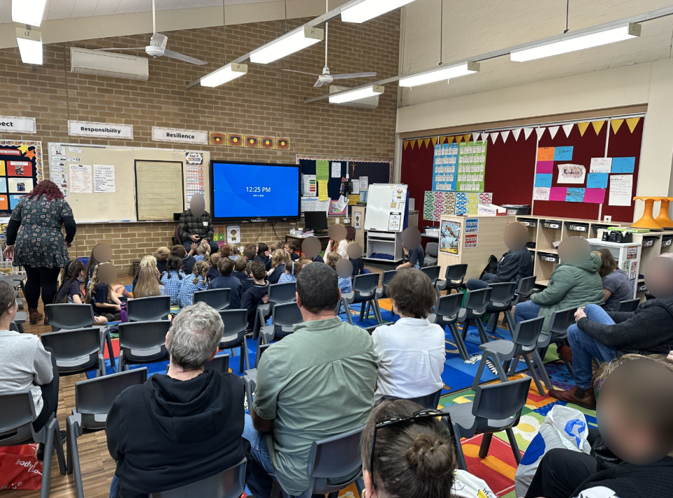 The classroom at St Joseph’s Primary School in Yarra Junction filled with loved ones and students during the event. 