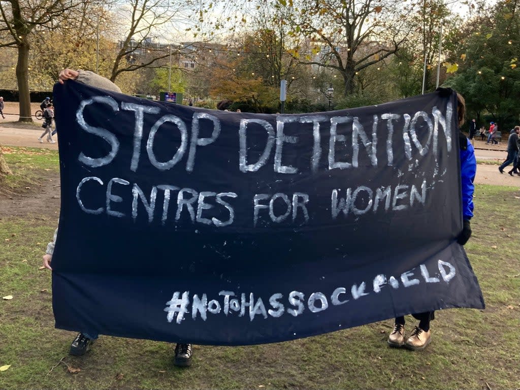 Campaigners protest against the new Derwentside Immigration Removal Centre at the former Hassockfield Secure Training Centre site (Abolish Detention – Hassockfield)