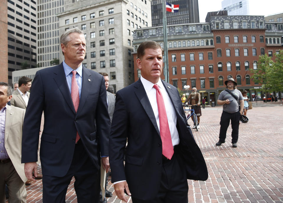 Mayor Marty Walsh, right, and Massachusetts Governor Charlie Baker 