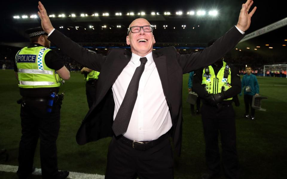 Derby chairman Mel Morris celebrates - PA