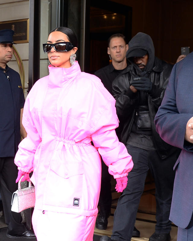 Kim Kardashian and Kanye West leave their hotel and head to the SKIMS launch  event at