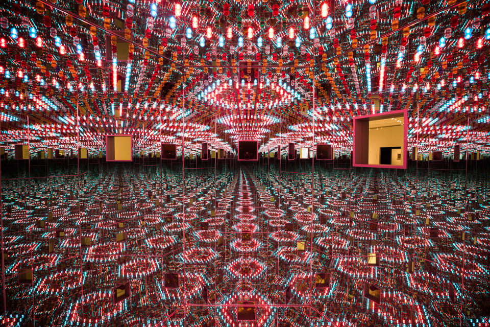 <p>An interactive exhibit called ‘Infinity Mirrors’ by Japanese artist Yayoi Kusama is on display at the Hirshorn Museum in Washington, DC on March 1, 2017. The exhibit is on display until 14 May. (Jim Lo Scalzo/EPA) </p>