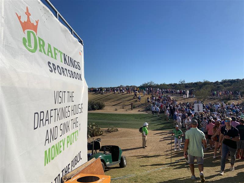 DraftKings, the official sports betting partner of the PGA Tour, is very visible this year at the WM Phoenix Open.