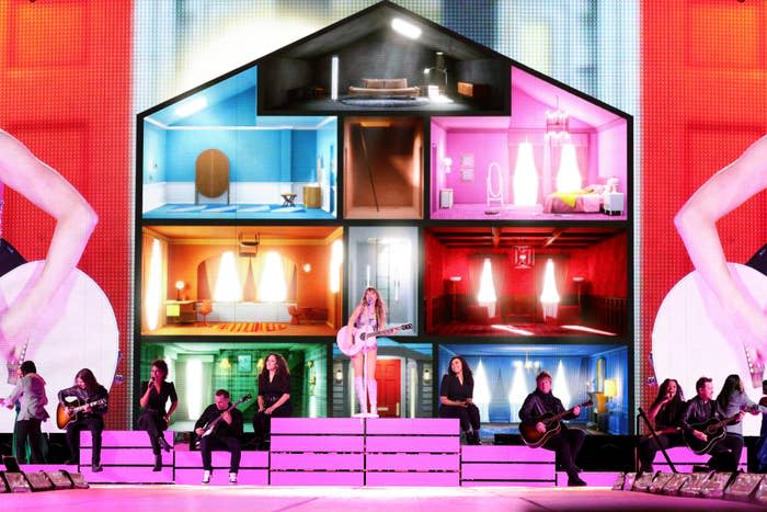 Taylor Swift's colorful house, representing each era, during The Eras Tour