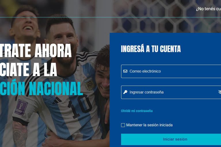 Así luce el portal de AFA ID, la plataforma para ser socio o socia de la selección argentina