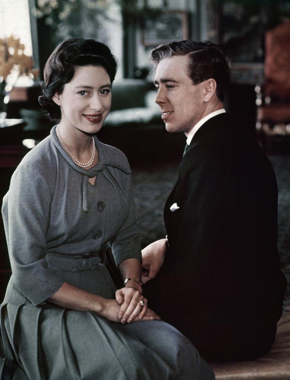 Princess Margaret and Antony Armstrong Jones as they announced their engagement in February 1960 - AP Photo/File