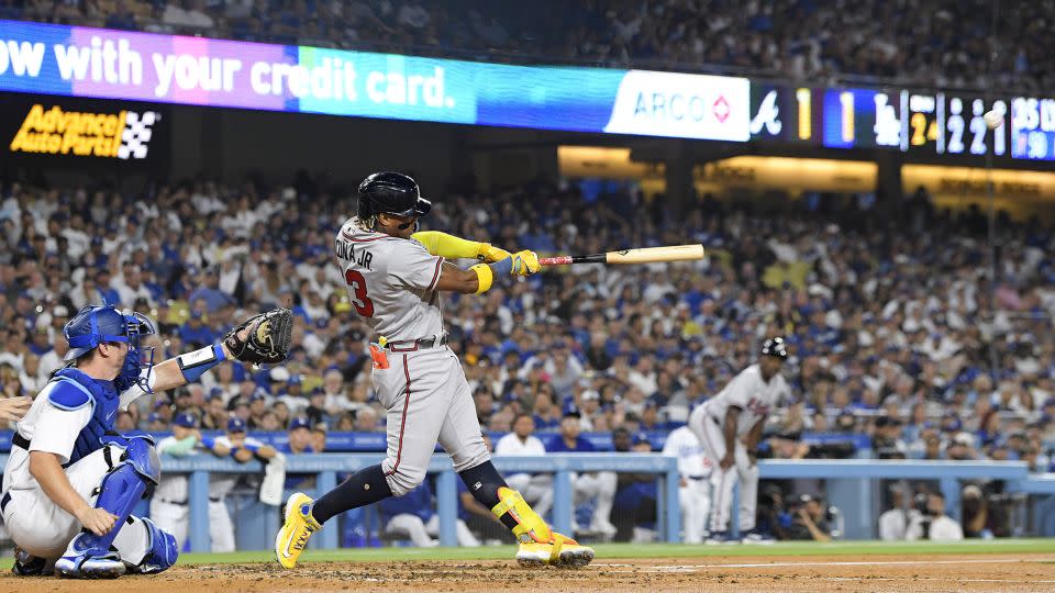 Acuña crushed a grand slam to left field to give the Braves a big lead in the second. - Mark J. Terrill/AP