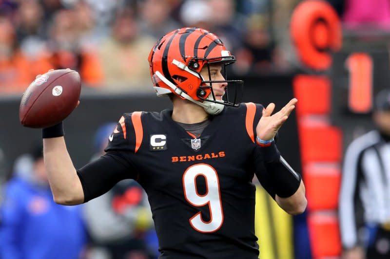 Cincinnati Bengals quarterback Joe Burrow aggravated his calf injury in Week 2. File Photo by John Sommers II/UPI