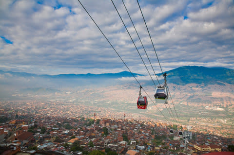 Medellin's cable cars - Credit: getty