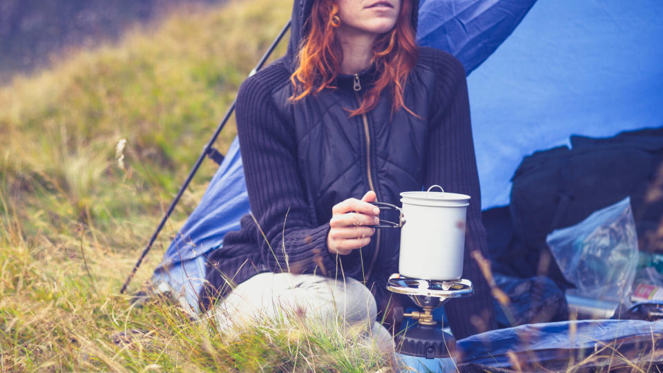 Wild camping on Dartmoor: stove cooking